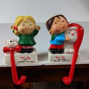 Dear God Christmas Stocking Holders 1984 Plastic